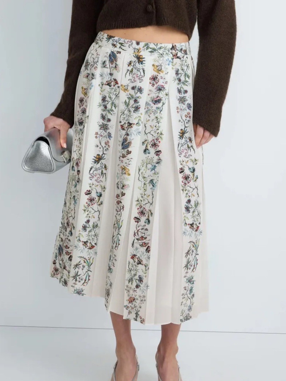 Stunning Adam Lippes Gracen Pleated White Floral Skirt 8